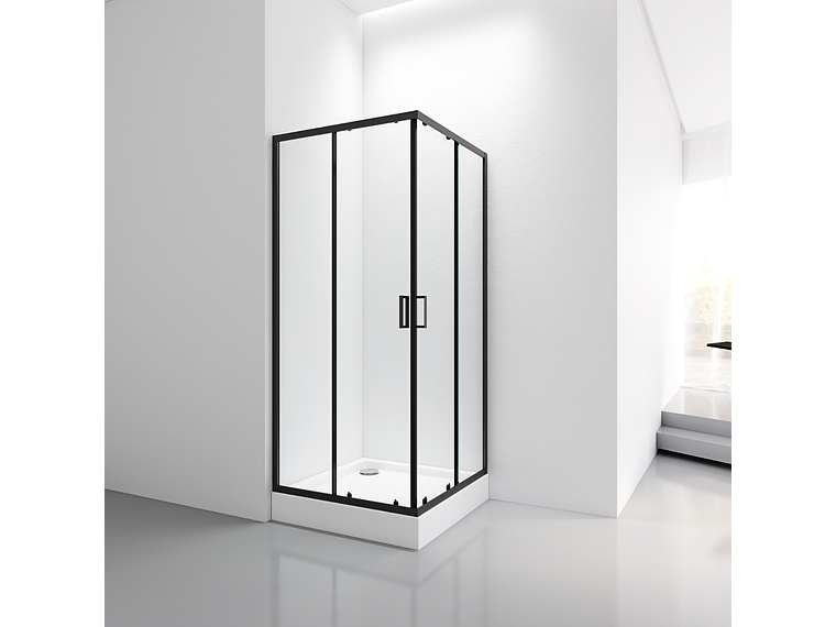 CABINA DE DUCHA ELEGANCE MEDIUM 80X80X200CM DISEÑO CUADRADA MARCO NEGRO 3
