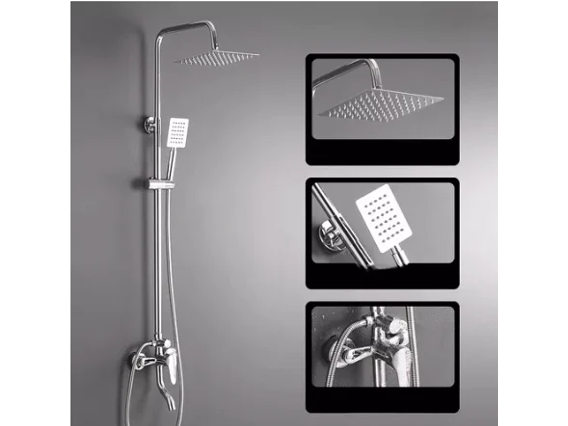 COLUMNA DE DUCHA PLATEADA 3 FUNCIONES 2