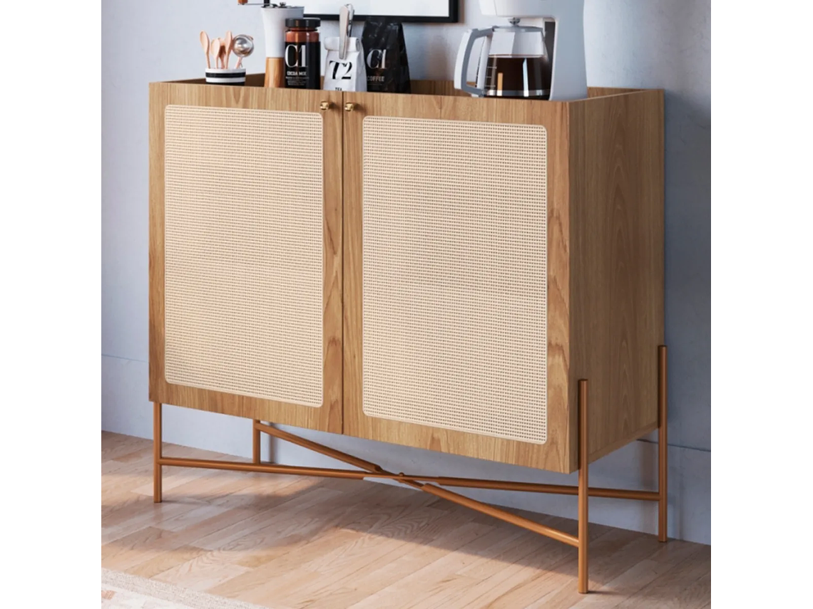 BAR DECOCASA OSLO RATAN CAFÉ NATURAL METAL 3