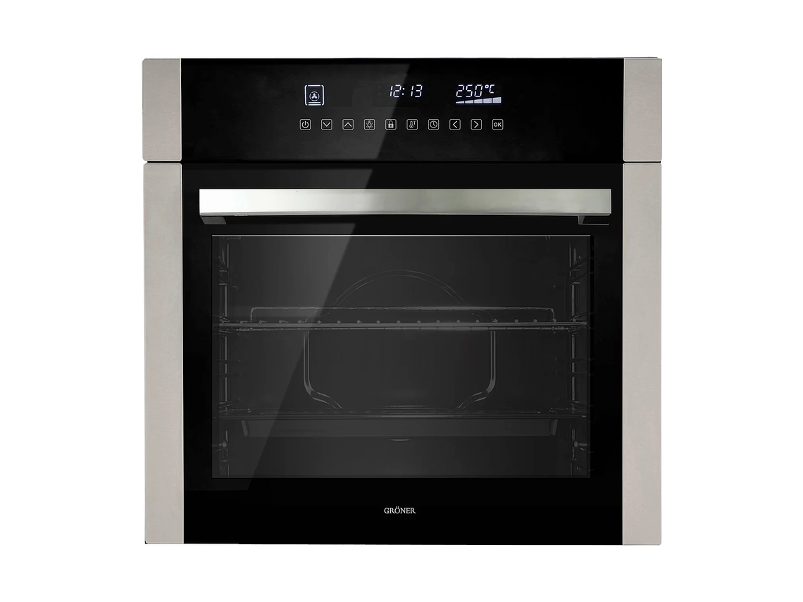 HORNO ELÉCTRICO EMPOTRABLE GRÖNER INOX TOUCH TRIPLE VIDRIO 10F 59L 1