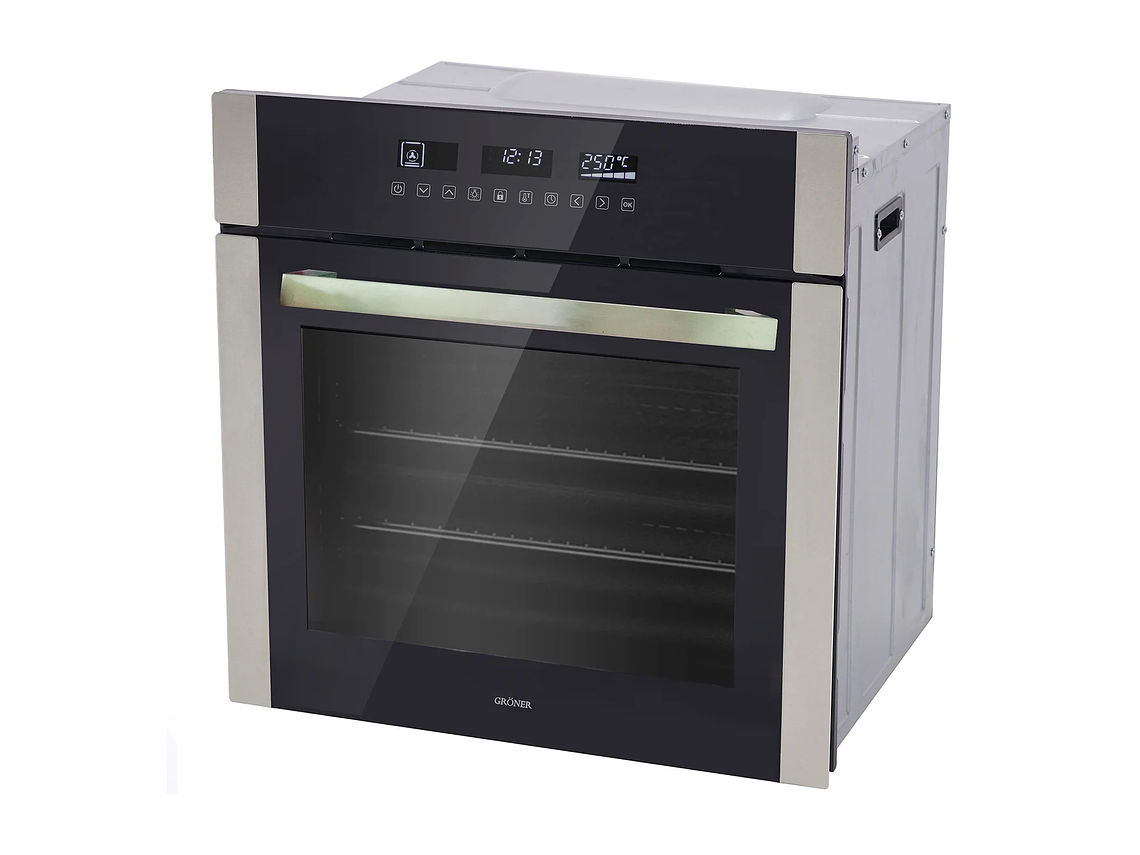 HORNO ELÉCTRICO EMPOTRABLE GRÖNER INOX TOUCH TRIPLE VIDRIO 10F 59L 2
