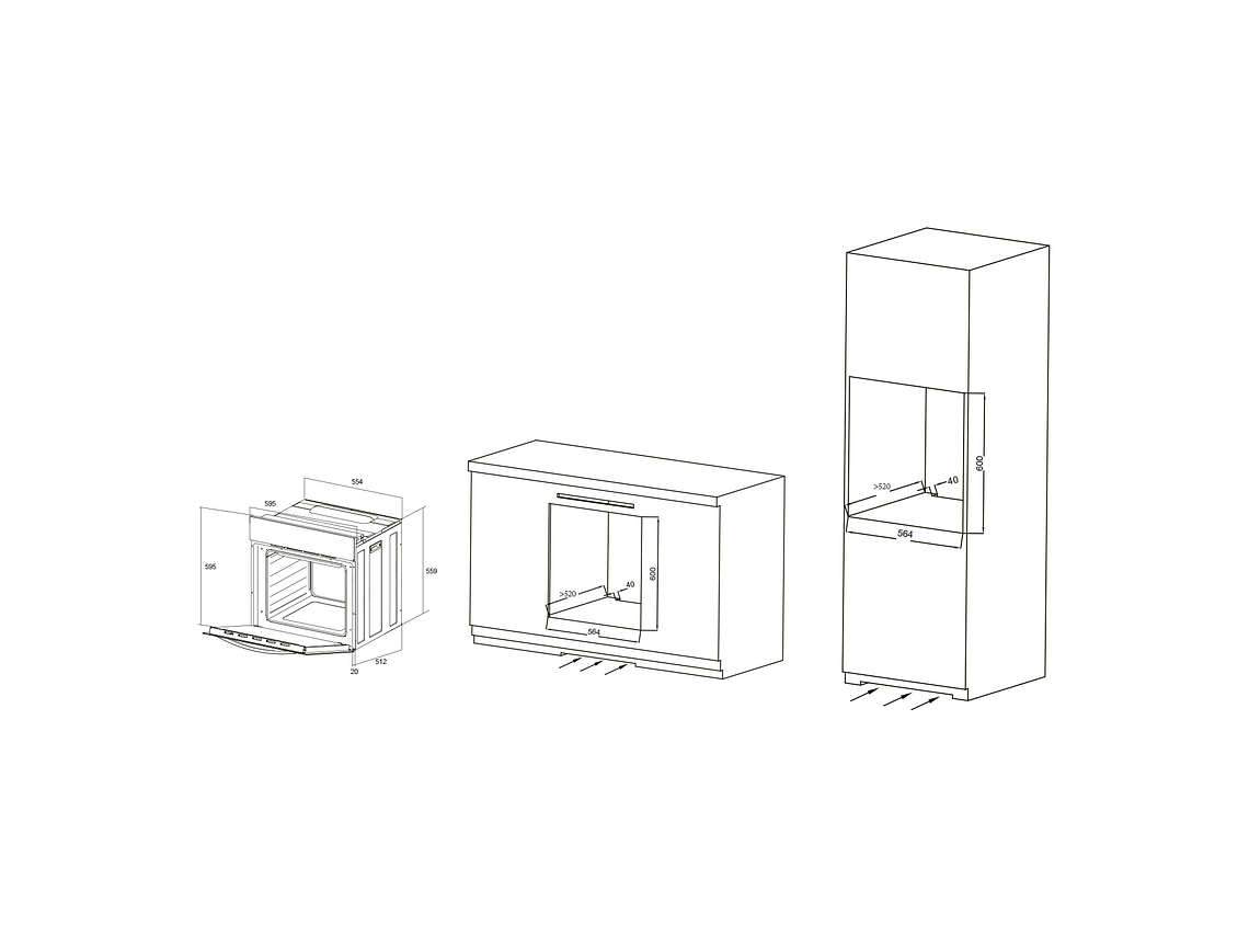 HORNO ELÉCTRICO EMPOTRABLE GRÖNER INOX TOUCH TRIPLE VIDRIO 10F 59L 4