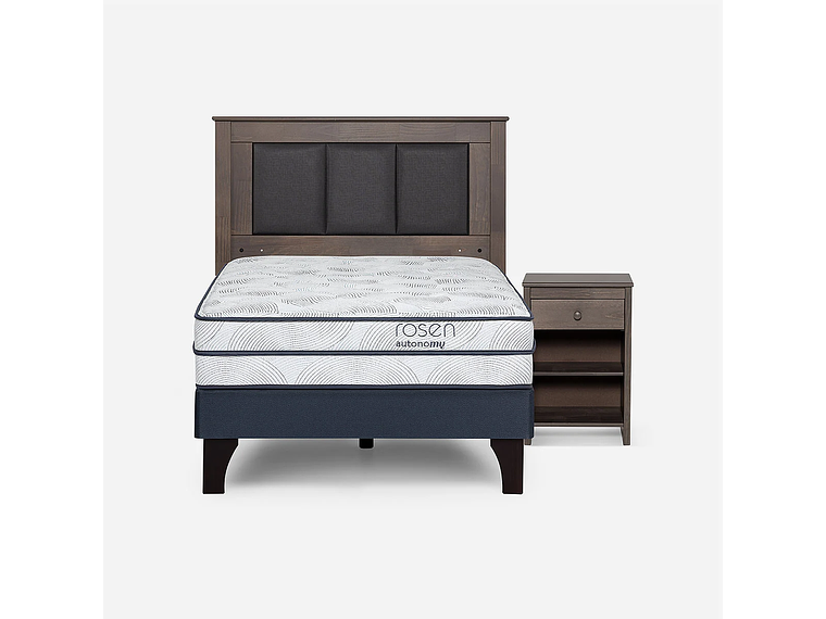 CAMA AUTONOMY SKY 1,5 PLAZAS + RESPALDO RACHEL Y VELADOR FERRARA 1