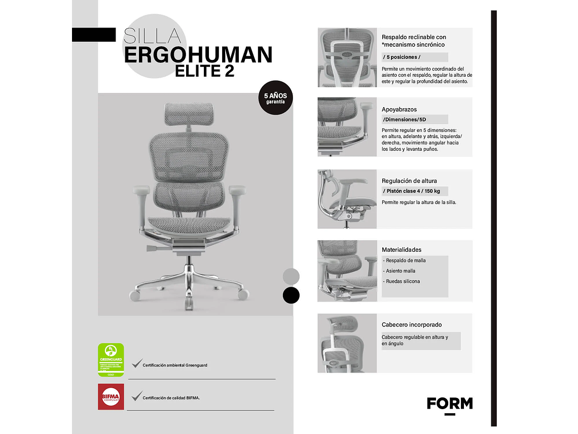 SILLA ERGOHUMAN ELITE 2 GRIS CLARO FORM 6