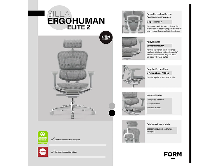 SILLA ERGOHUMAN ELITE 2 GRIS CLARO FORM 6
