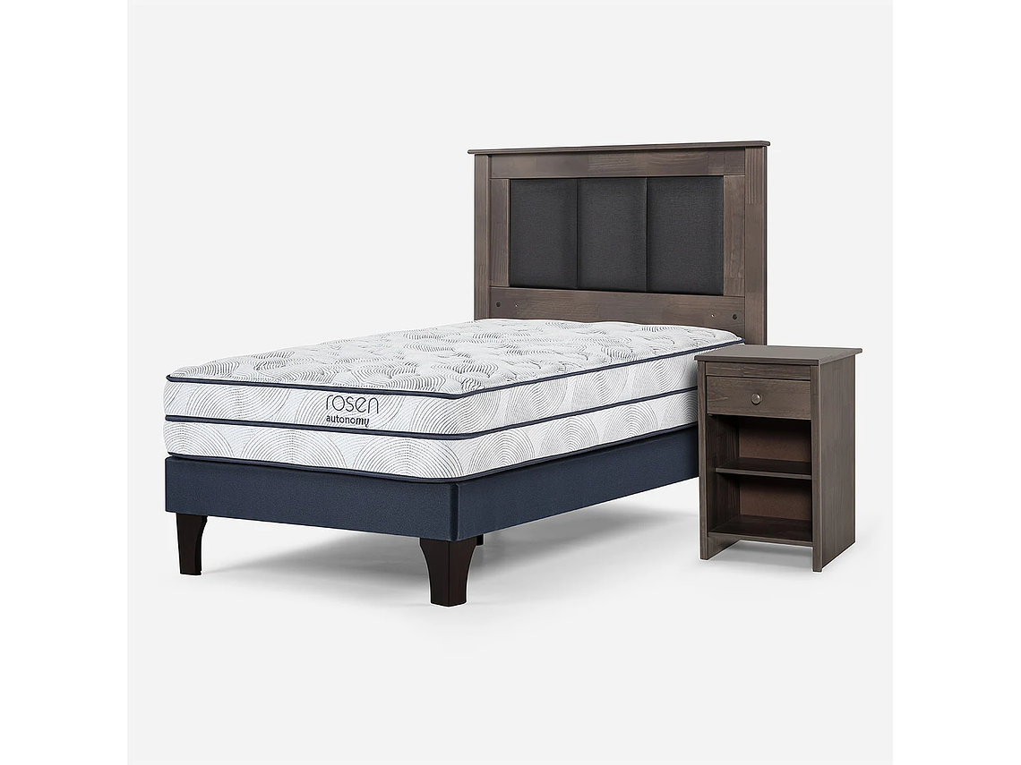 CAMA AUTONOMY SKY 1,5 PLAZAS + RESPALDO RACHEL Y VELADOR FERRARA 2