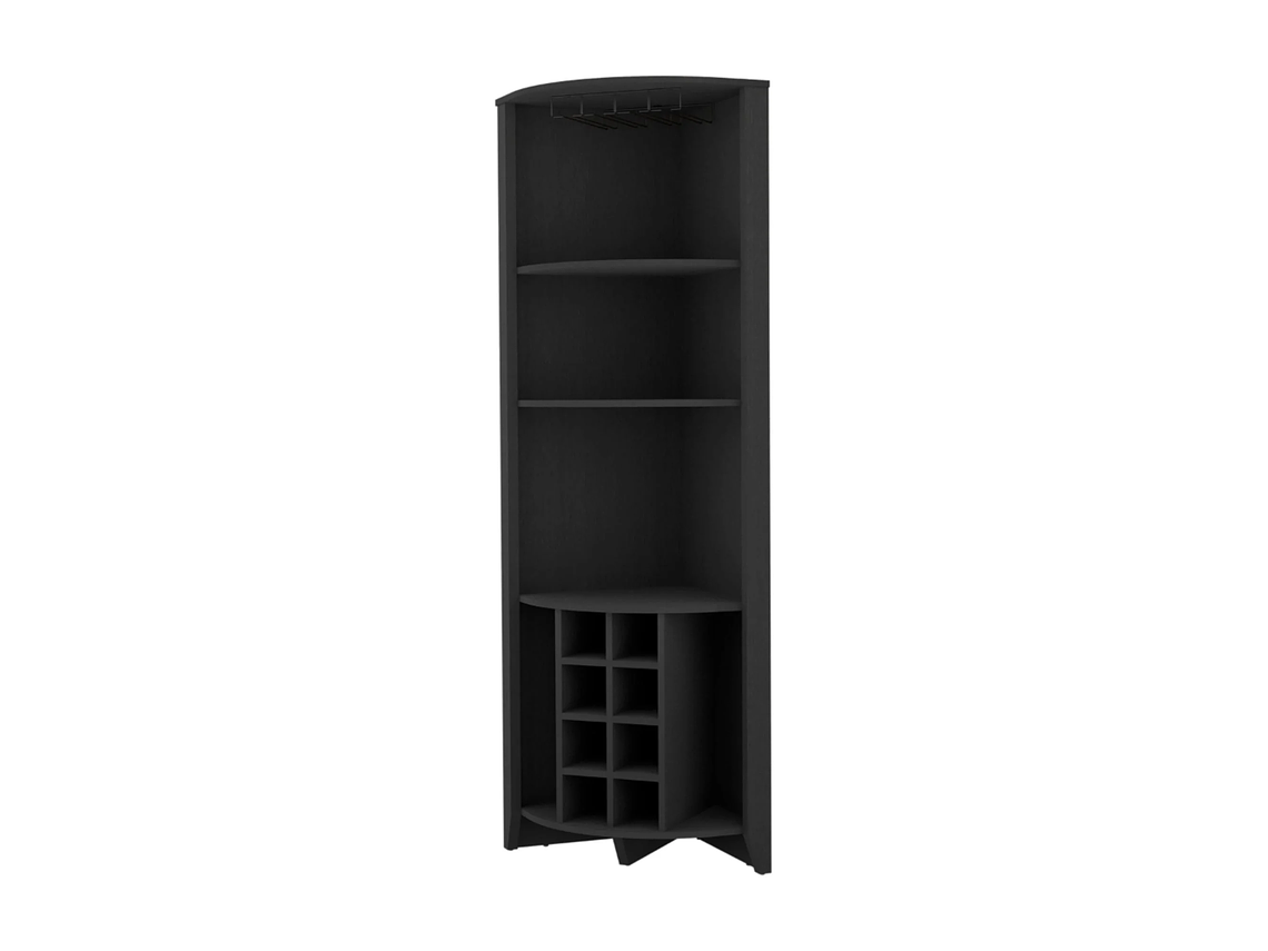 BAR FMFURNITURE ESQUINERO 8 BOTELLEROS Y PORTACOPAS FM 002N NEGRO 1