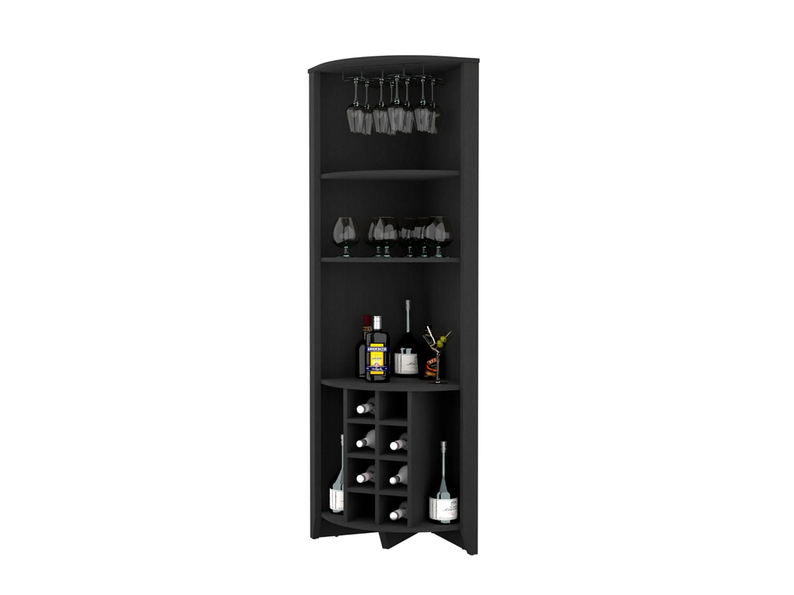 BAR FMFURNITURE ESQUINERO 8 BOTELLEROS Y PORTACOPAS FM 002N NEGRO 2