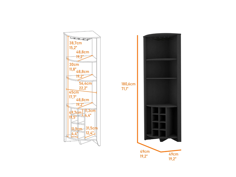BAR FMFURNITURE ESQUINERO 8 BOTELLEROS Y PORTACOPAS FM 002N NEGRO 3