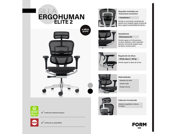 SILLA ERGOHUMAN ELITE 2 NEGRO FORM 7