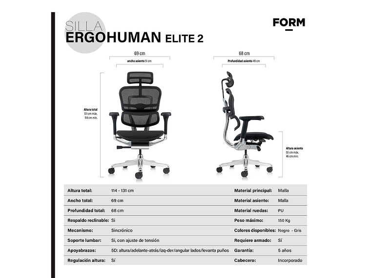 SILLA ERGOHUMAN ELITE 2 NEGRO FORM 8