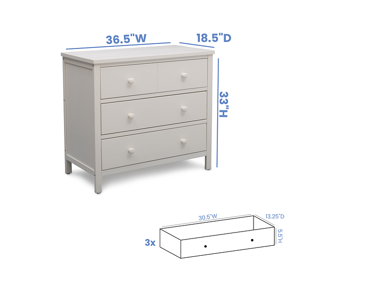 CÓMODA 3 CAJONES MIDDLETON BLANCA DELTA CHILDREN 5
