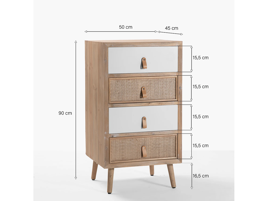 CAJONERA ALICIA NATURA/BLANCO FORM 6