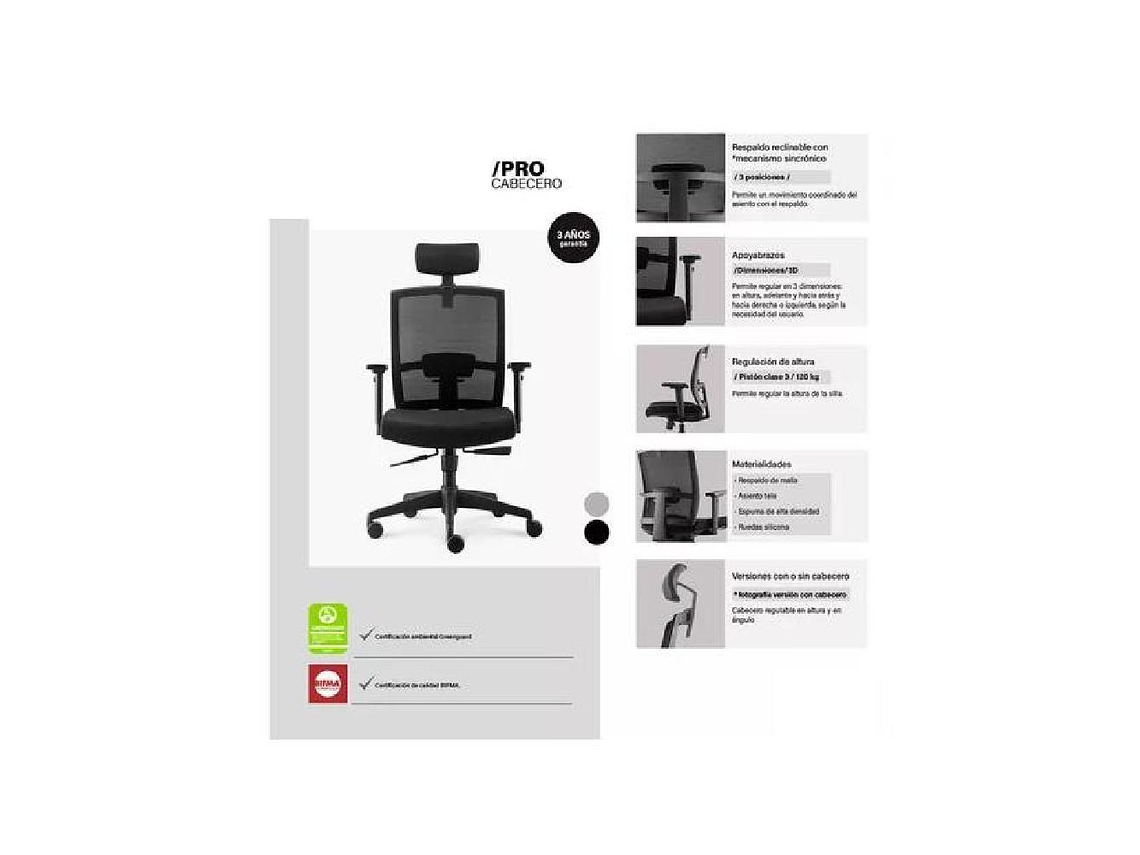 SILLA DE OFICINA TAYLOR SYNCRO CON CABECERO COLOR NEGRO 6