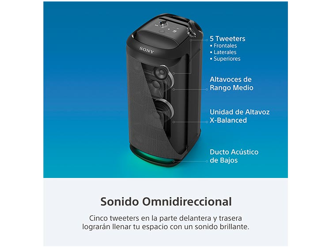 PARLANTE BLUETOOTH SONY SRS-XV800 ALTA POTENCIA 9