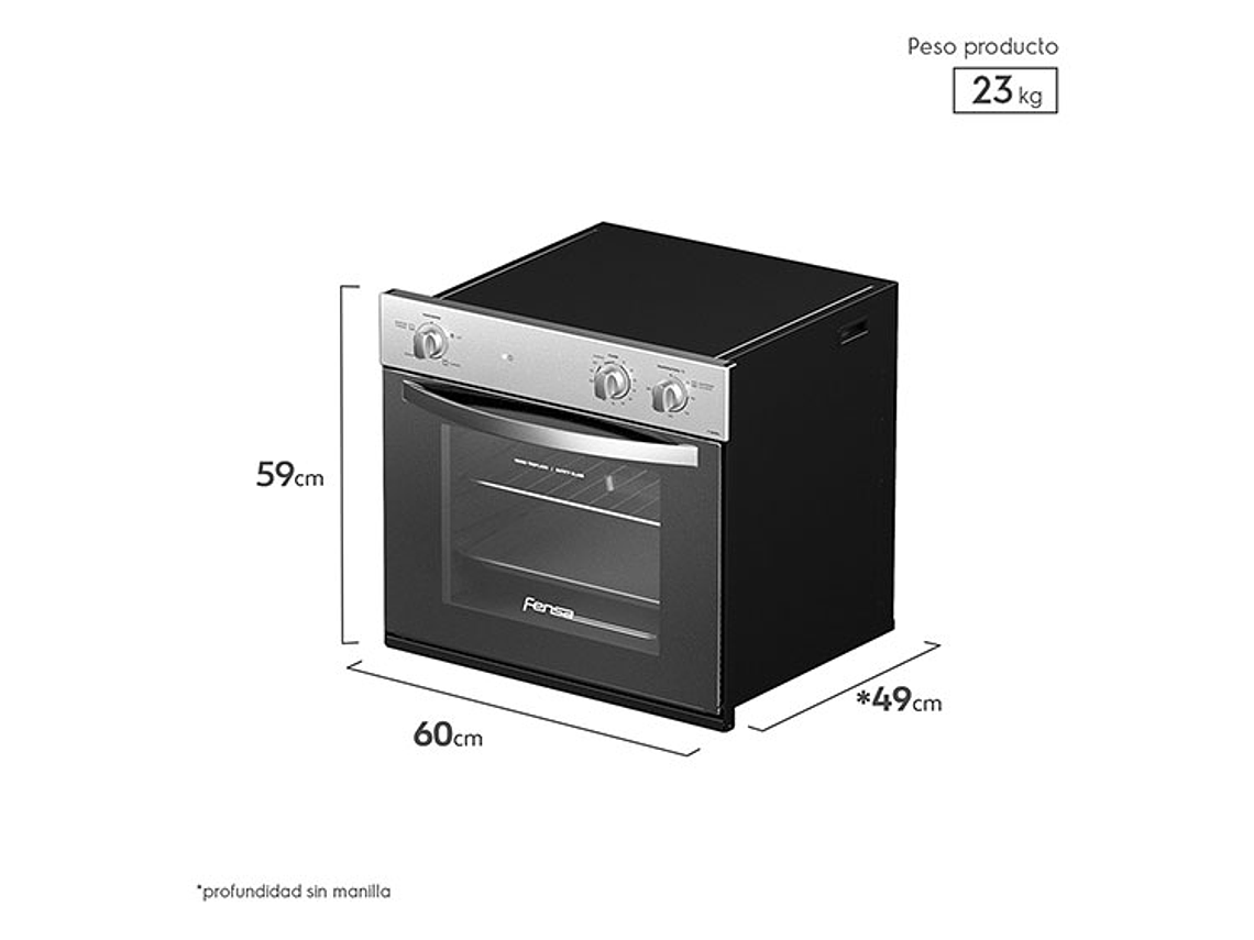 HORNO ELÉCTRICO FENSA F 1060R A EMPOTRABLE 66 L 1
