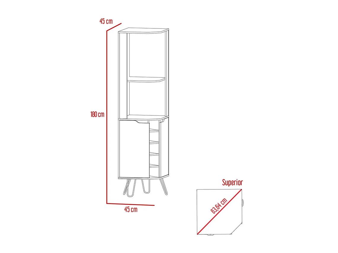 BAR FMFURNITURE ESQUINERO 5 BOTELLEROS 2 PUERTAS FM 008C CAFE CLARO 2