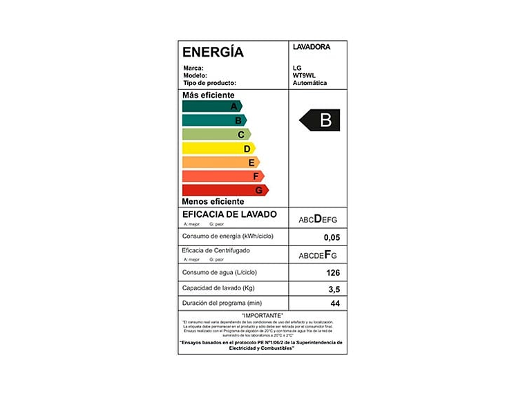 LAVADORA CARGA SUPERIOR LG WT9WL 9KG BLANCO 6