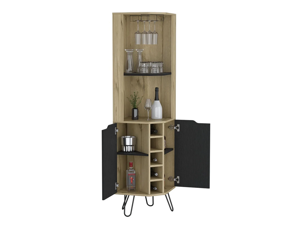 BAR FMFURNITURE ESQUINERO 5 BOTELLEROS 2 PUERTAS FM 008C CAFE CLARO 7