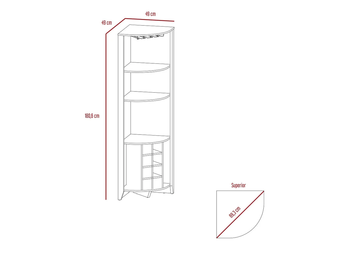 BAR FMFURNITURE ESQUINERO 8 BOTELLEROS Y PORTACOPAS FM 002O CAFE 5