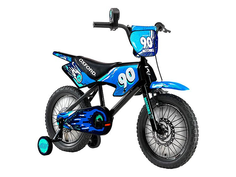 BICICLETA INFANTIL OXFORD MOTOBIKE NEGRO/AZUL ARO 16 1