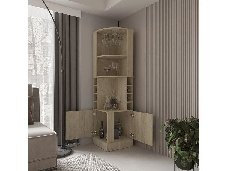 BAR FMFURNITURE ESQUINERO SOPORTE COPAS FM 001C CAFE CLARO 7