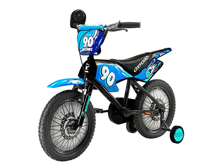 BICICLETA INFANTIL OXFORD MOTOBIKE NEGRO/AZUL ARO 16 2