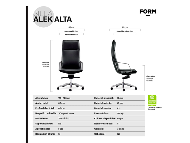 SILLA OFICINA ALEK ALTA NEGRO FORM 6