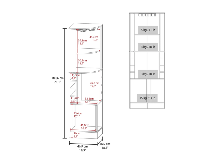 BAR FMFURNITURE ESQUINERO SOPORTE COPAS FM 001N NEGRO 5