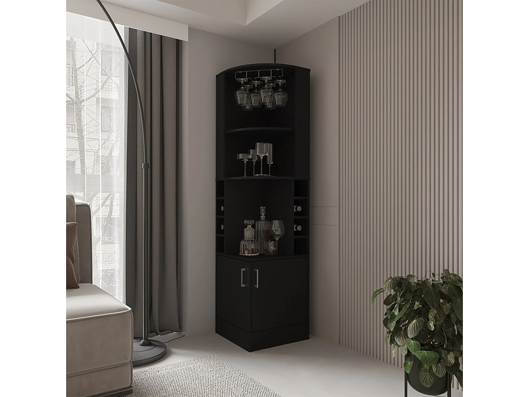 BAR FMFURNITURE ESQUINERO SOPORTE COPAS FM 001N NEGRO 6