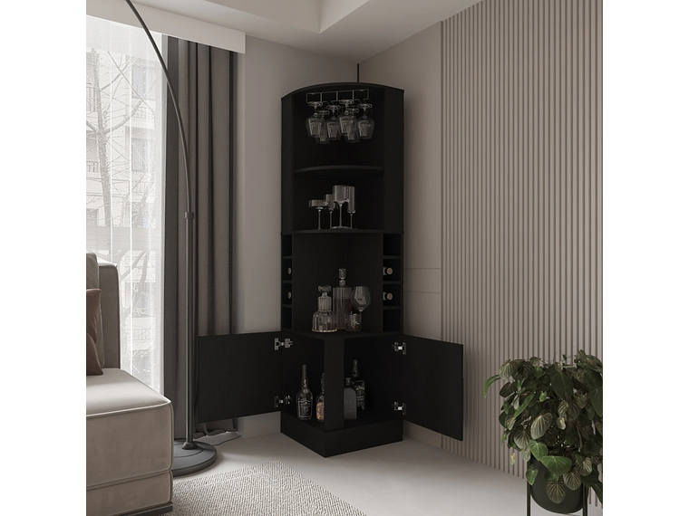 BAR FMFURNITURE ESQUINERO SOPORTE COPAS FM 001N NEGRO 7