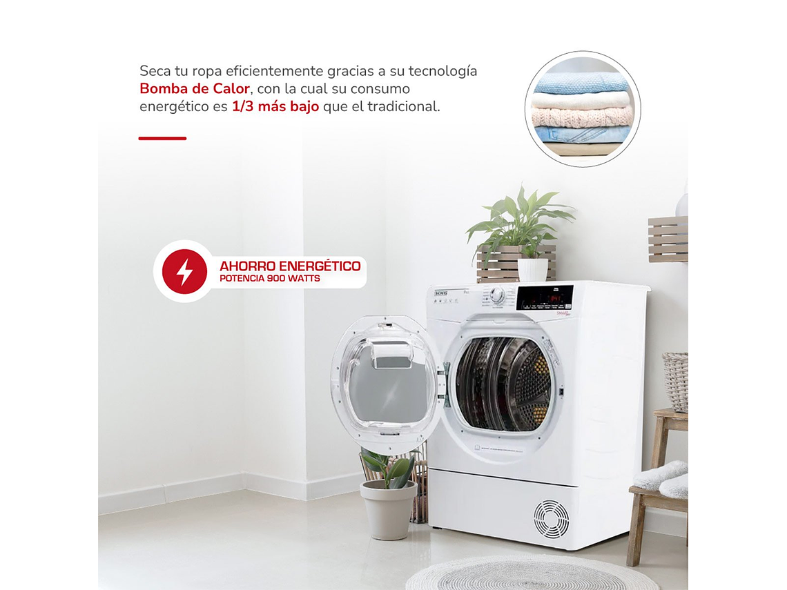 SECADORA DE ROPA BOMBA DE CALOR THOMAS TH-D9KCBC 9KG BLANCO 3