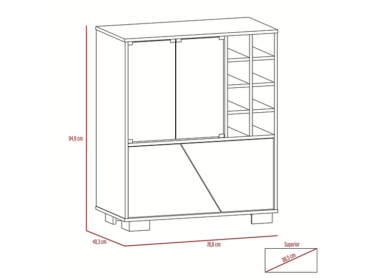 BAR BAJO 2 PUERTAS 8 BOTELLEROS FM-003O CAFÉ OSCURO Y CAFÉ CLARO 3