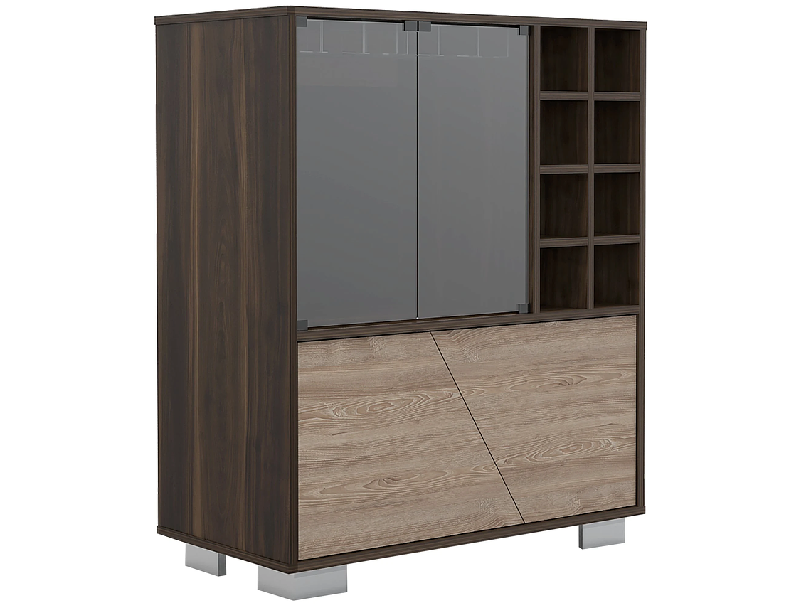 BAR BAJO 2 PUERTAS 8 BOTELLEROS FM-003O CAFÉ OSCURO Y CAFÉ CLARO 5