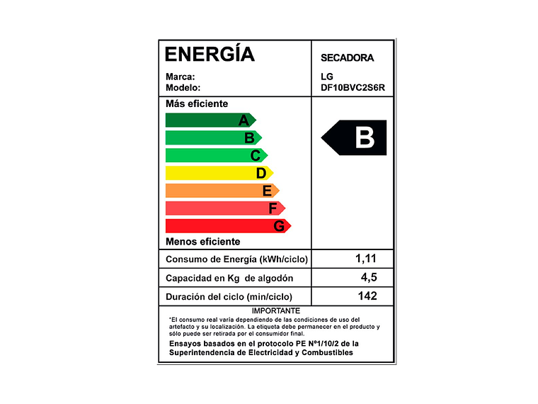 SECADORA DE ROPA LG BOMBA DE CALOR 10KG DF10BVC2S6R 6