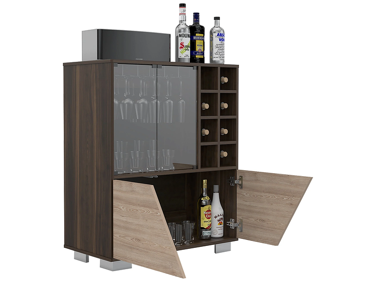 BAR BAJO 2 PUERTAS 8 BOTELLEROS FM-003O CAFÉ OSCURO Y CAFÉ CLARO 7