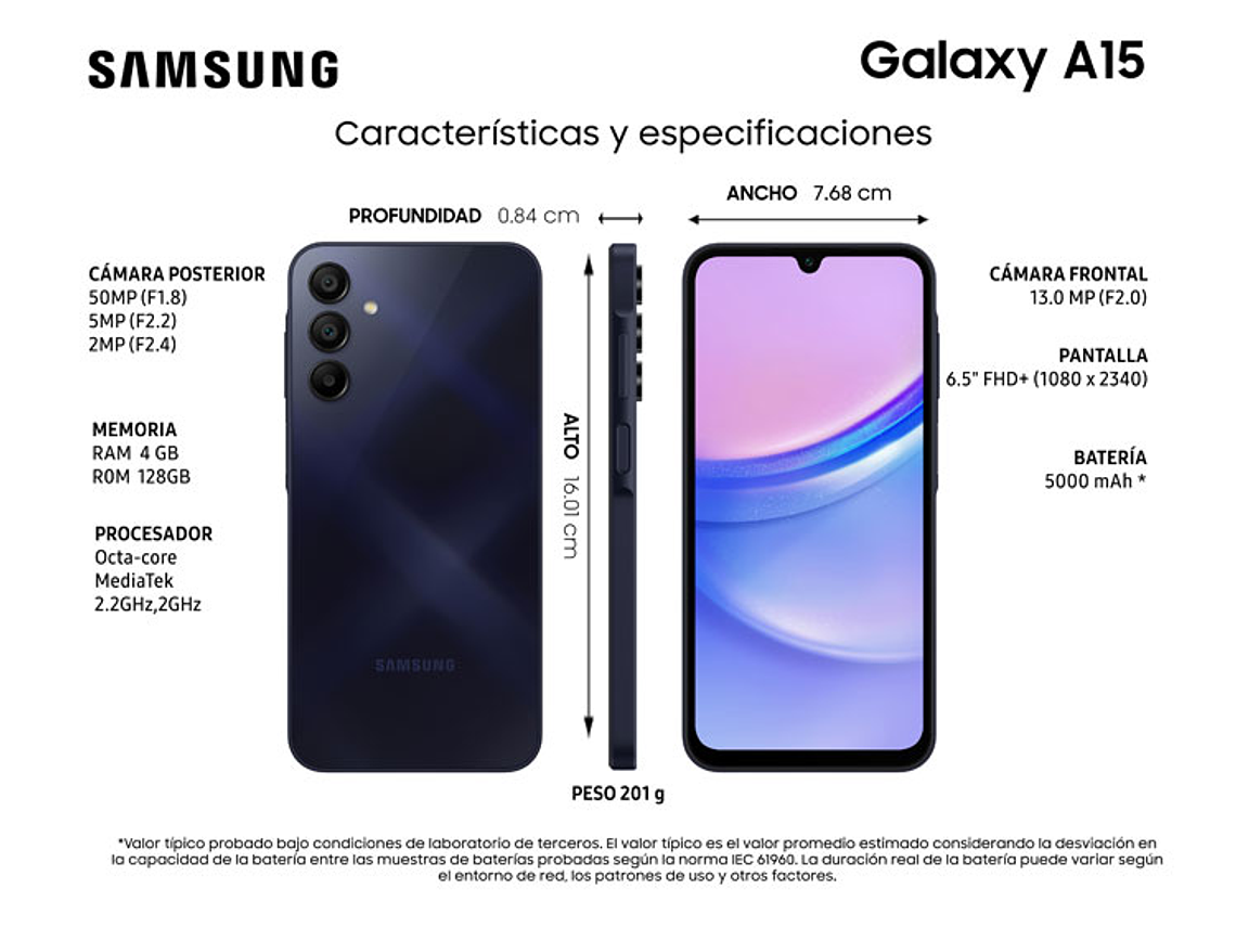 CELULAR SAMSUNG GALAXY A15 128 GB 4 GB RAM 13MP 6.5