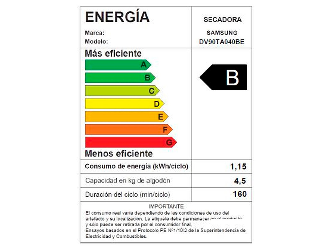 SECADORA DE ROPA BOMBA DE CALOR SAMSUNG DV90TA040BE 9KG BLANCO 5