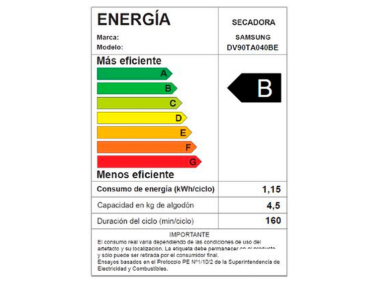 SECADORA DE ROPA BOMBA DE CALOR SAMSUNG DV90TA040BE 9KG BLANCO 5