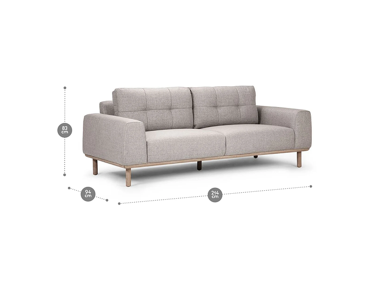 SOFÁ ROSEN BIADA 3 CUERPOS TELA GRIS PERLA 2