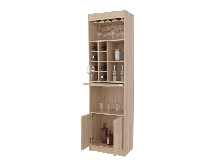 BAR FMFURNITURE ALTO 8 BOTELLEROS REPISA EXTENSIBLE FM 012A CAFE CLARO 2