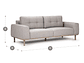 SOFÁ ROSEN BIADA 3 CUERPOS TELA GRIS PERLA - Miniatura 3