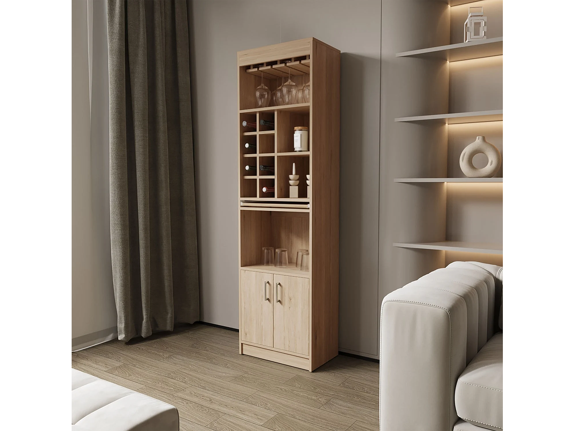 BAR FMFURNITURE ALTO 8 BOTELLEROS REPISA EXTENSIBLE FM 012A CAFE CLARO 8