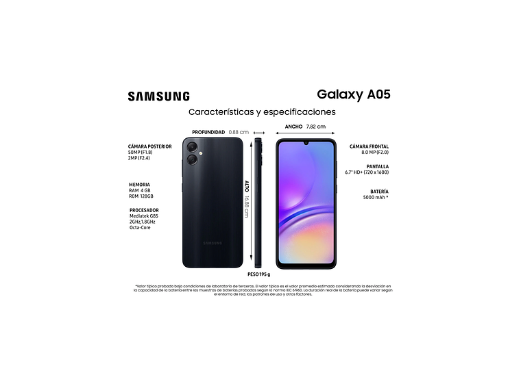 CELULAR SAMSUNG GALAXY A05 128 GB 4 GB RAM DUAL SIM NEGRO 4