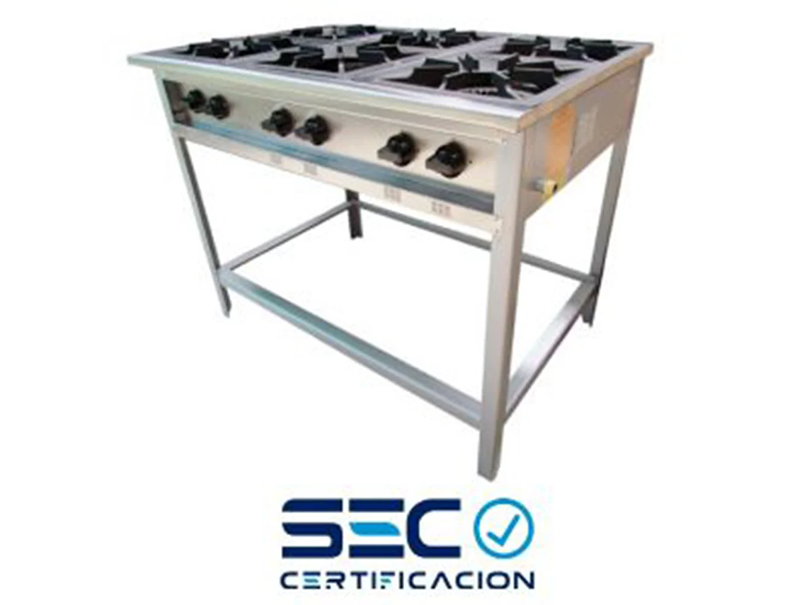 ANAFE INDUSTRIAL A GAS 6 PLATOS CON PARRILLAS EN FIERRO MACIZO DE 34×34 CM. 1