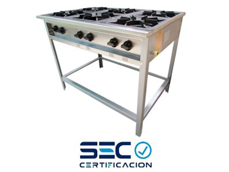 ANAFE INDUSTRIAL A GAS 6 PLATOS CON PARRILLAS EN FIERRO MACIZO DE 34×34 CM. 1