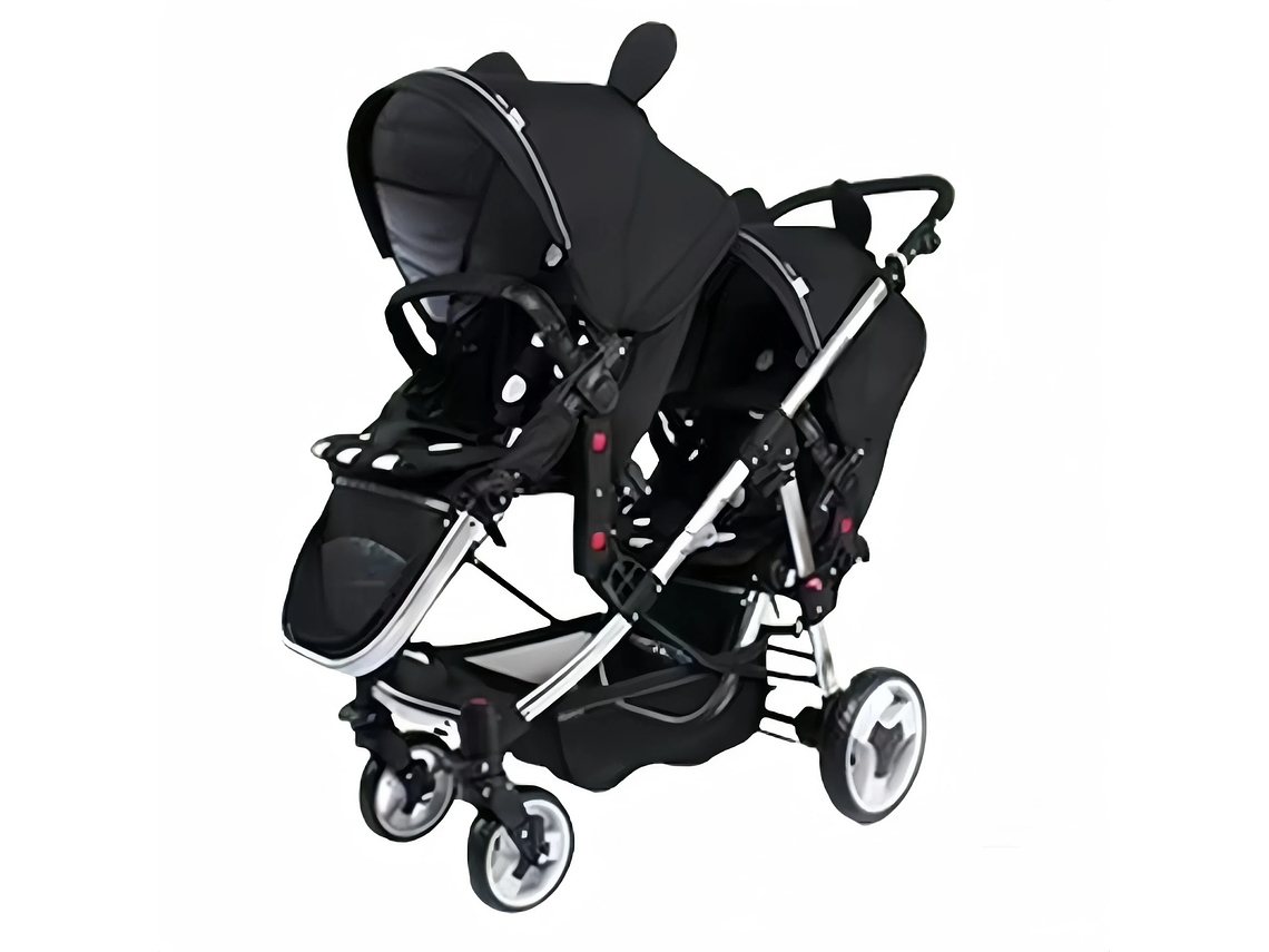 COCHE DOBLE DUO RECLINABLE 6 MODOS EN 1 LUBABYCAS NEGRO 1