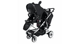 COCHE DOBLE DUO RECLINABLE 6 MODOS EN 1 LUBABYCAS NEGRO