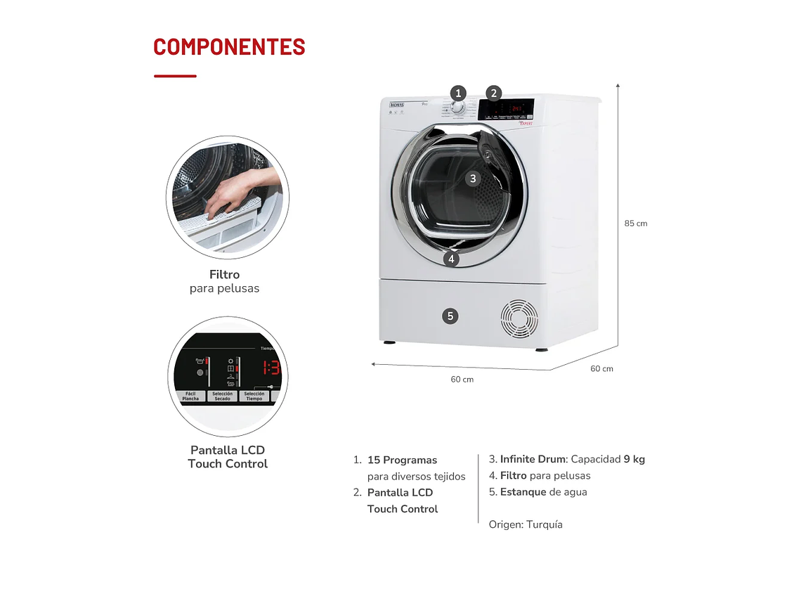 SECADORA ELE CTRICA 9 KG POR CONDENSACION 3