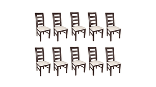 SILLAS ARTHOME AMELIA MADERA CHOCOLATE PACK 10 TAPIZ BEIGE JASPEADO